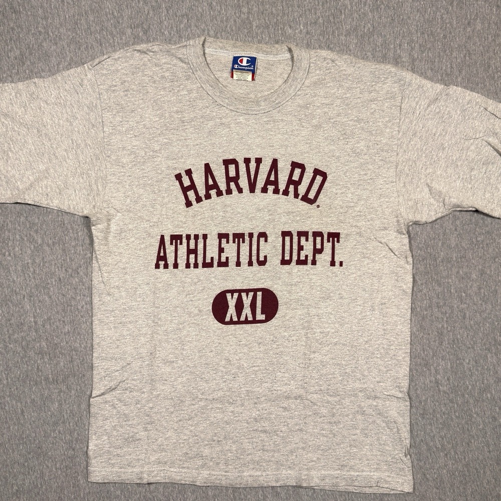 Vintage 90s Champion Harvard University College Heather Gray T-Shirt Adult Large